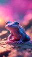 Placeholder: a vaporwave salamander , 3D, tilt-shift photografy, Crepuscular rays , Sharp on focus, ultra detailed, close-up.