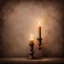 Placeholder: Hyper Realistic Brown Vignette Grunge Wall with candle lamp & lalten