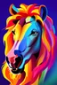 Placeholder: cheval, Portrait de lion, couleurs vives, triangles, centré, détail, résolution 8k,