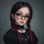 Placeholder: a 13 year old, goth aesthetic, glasses