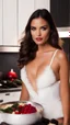 Placeholder: Laëtitia Milot cooking in agent provocateur for Christmas