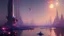 Placeholder: Space fururistic city, lake, Sci-fi, concept art, Konstantin korovin painting