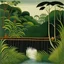 Placeholder: A bridge near a jungle painted by Henri Rousseau