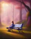 Placeholder: park mystical dream, park bench, man, woman, child, dog, trees, path, bird, sunshine, mystical, fantasy, romanticism, pastel colors, daylight, daytime, acrylic painting, detailed, soft focus,