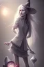 Placeholder: cute witch with broken leg in hospital, realism, depth of field, professional photo,all colors and grey