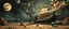 Placeholder: master oil painting by Rembrandt, good afternoon clay moon chill hyper bigger than life zebra dream smoking trickster golem peeking out of a sand twister whirlwind cocoon, all inside a bottle ship and there are lotsa huge glassy marbles