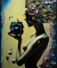 Placeholder: happy beautiful girl holding big proffesional camera in studio. street art, oil on canvas, spray paint, collage, letters, newspapeers, Dave McKean, Vladimir Fedotko, Saturno Butto, Vaughn Bodé, Frank Wu, James C. Christensen, collage, dirty, paint dripping, radiant