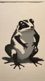 Placeholder: frog badger with distinct shadow on paper, signed by a toddler