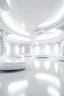 Placeholder: futuristic white room with large organic shaped beams and columns with organic shaped embellishments and details surrounding the empty room. the flooring is flat but has organic shaped details. the lighting is bright white and the atmosphere is sci-fi