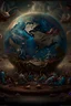 Placeholder: Bosch nightmares paint inf style Title: "planet earth , insanely detailed octane render trending on artstation, 8k artistic photography, photorealistic concept art, soft natural volumetric cinematic perfect light, chiaroscuro, award-winning photograph, masterpiece, oil on canvas, Raphael, Caravaggio, Greg Rutkowski, people, beksinski, Giger