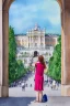 Placeholder: A woman in front of Schönbrunn, Vienna. Aquarell