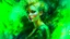 Placeholder: collage, old paper, slightly worn edges, alcohol ink, hyperdetail, portrait of a translucent woman surrounded by a rich dark green background with a slight mist and otherworldly glow, which creates a dreamy and ethereal atmosphere, Anna Razumovskaya, Anna Dittmann, Luis Royo