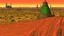 Placeholder: Desert warrior from behind looking at a city on a plato in the distance, comic style