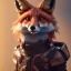 Placeholder: A steampunk Armor wearing Fox,cyberpunk, character design,ultra realistic,shiny, smooth, studio quality, octane render, Surrealism, Triadic colour scheme,ambient lighting polaroid, 100mm