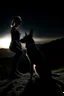 Placeholder: Black background on a mountaintop. A silhouette of a fit man and a silhouette of a fit woman sitting close to each other. A silhouette of a Belgian malinois somewhere close to them. There are three slouches in the picture, a man, a woman, and a dog.