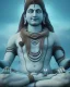 Placeholder: lord shiva meditating in the air, ultra realistic photo, blue colour, high key lighting, volumetric light high details psychedelic background