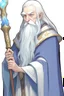 Placeholder: a drawing of a wizard holding a wand, by Kanbun Master, reddit, hurufiyya, he is a long boi ”, dwarf with white hair, discord profile picture, semi realistic