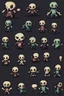 Placeholder: cute pixel undead soul sprite sheet for animation (idle, run, jump movement)