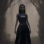 Placeholder: jenna ortega black dress, dark make up, gothic style,wednesday 2022 style, hyper detail, octane render, unreal engine 5, 8k resolation