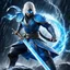 Placeholder: Fhoto full body, reality, Raw, raiden vs sub-zero, super magic storm, mortal combat, light eye, fight digital art, sword, intricate details, powerful composition, captivating, , trending on artstation, sharp focus, studio photo, intricate details, highly detailed, by addiedigi