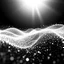 Placeholder: bright abstract particles waves length black and white