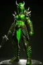 Placeholder: Slim fit orc warrior woman, green skin, full body