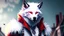 Placeholder: Feral, White fur, Werewolf, Red eyes, character, waist up portrait, oil on canvas, expert, insanely detailed, 4k resolution, cinematic smooth, intricate detail,