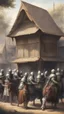 Placeholder: A group of Muslim knights surround a small, old house