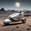 Placeholder: They ride a retro space scooter, gliding across the lunar terrain, adding a touch of nostalgic charm to their plight. The sleek metallic vehicle effortlessly cuts through the moon's low gravity, with the twin women holding onto each other, their bodies pressed close, as they navigate the barren landscape. The scooter's vintage design contrasts with the futuristic surroundings, evoking a sense of adventure and freedom. They zoom past craters and lunar rocks, their laughter echoing through their h