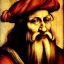 Placeholder: portrait of old merchant by Leonardo da Vinci style