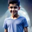 Placeholder: beautiful smooth realistic, indian male boy, 11 y/o boy, run on dark cosmos background, extremely sharp detail, finely tuned detail, ultra high definition, 8k, unreal engine 5, ultra sharp focus, smile teeth, happy