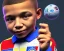 Placeholder: Kylian Mbappé as a child, 3d art, baby face portrait, smile, 8k resolution