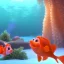 Placeholder:  2 Orange fish and White cat friendly Celebrating christmas under the water