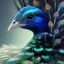 Placeholder: peacock face,surreal, Unreal Engine 5, lens macro,sharp focus, realistic, hyper detailed, studio lighting, neon light ambient