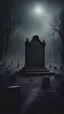 Placeholder: Creepy lonely grave in a black sinister cemetery in horror movie style