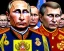 Placeholder: Russia president Vladimir Putin cruel devil and Moscow in fire with roket