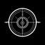 Placeholder: Precision arms company logo, cyberpunk style, black and white, minimalistic