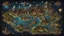 Placeholder: A fantasy map of a world with creatures, darkness, color scheme made of black, rpg world map, game world, aerial vi w, high detail, split toning, naturalistic proportions, lot of objects, dark colors