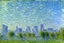 Placeholder: Sunny Day, futuristic buildings near the tree and lake zone, sci-fi, tendency to claude monet, realistic vision