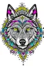 Placeholder: wolf face with mandala with color