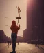 Placeholder: Statue of Queen of photography. Cute blonde woman. Photographer in golden crown. Standing on the street. Big camera in her hand. hyperdetailed, photorealistic, trending on artstation, greg rutkowski, beksinski, kodachrome, lomography, golden hour, bokeh, volumetric light