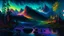 Placeholder: Serene landscape by night with northern Lights with river running trough mountains, a forest with a lot of vibrant colors, in the style of bob ross, thomas kadinskade and albert bierstadt. Peacefull and calming, intricate details, vibrant.