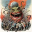 Placeholder: Chaos of Liberal Democracy, nightmarish roiling ball of anger and division depicting an angry mob of zombie voters and grandstanding snake-like politicians, by Gerald Scarfe, by Ralph Steadman, by Martin Rowson, splash art, asymmetric surrealism, , violent color explosion, surrealism, asymmetry, maximalism, t-shirt vector.