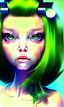 Placeholder: girl, cute, beautiful, green hair, casual clothes, head and shoulders portrait