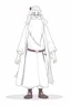 Placeholder: Disney style, white hair, white skin, white beard, coloring book, minimalism, simple lines, white background, STICKER, WHOLE BODY, A CUTE man with ajacket in his hand, long white beard, flowing hair, and long tunic, sandals, open arms, A detailed illustration, in the style of Studio Ghibli, 3D vector art, cute and quirky, fantasy art, Adobe Illustrator, hand-drawn, low-