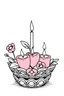 Placeholder: outline art for square Human Heart Candles Ikebana coloring page for kids, classic manga style, anime style, realistic modern cartoon style, white background, sketch style, only use outline, clean line art, no shadows, clear and well outlined