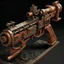 Placeholder: Create an image of old corrosion machine gun copper with strange runes