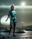 Placeholder: Ultra Realistic retro sci-fi 1960 scene, waist up view portrait, blonde woman, sweet young Marilyn Monroe face, perfect iris, tight latex coat, alien planet background, tight style, steel sphere dron levitating, fog, rain, soft color, highly detailed, unreal engine 5, ray tracing, RTX, lumen lighting, ultra detail, volumetric lighting, 3d, finely drawn, high definition, high resolution.