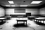 Placeholder: empty apocalyptic school classroom in greyscale