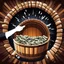 Placeholder: Two hands holding a wooden barrel : 1.5 ) money goes in from above and money comes out from below, ultra quality, vector graphics